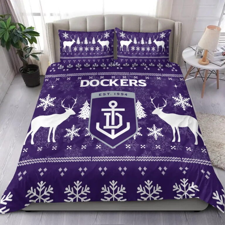 AFL Fremantle Dockers Christmas Ugly Style Bedding Duvet Cover + 1|2 Pillow Cases