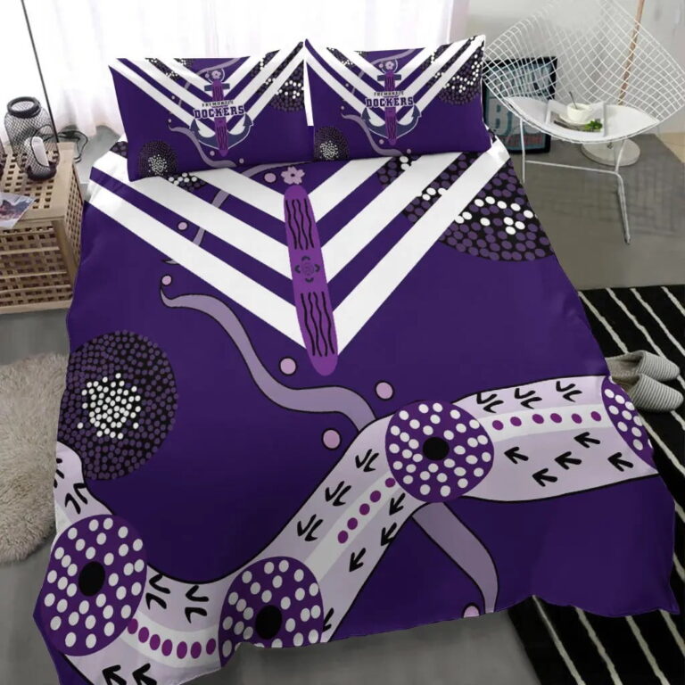 AFL Fremantle Dockers Indigenous Bedding Duvet Cover + 1|2 Pillow Cases V2