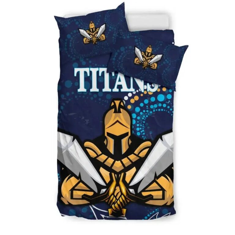 NRL Gold Coast Titans Gladiator Indigenous Bedding Duvet Cover + 1|2 Pillow Cases