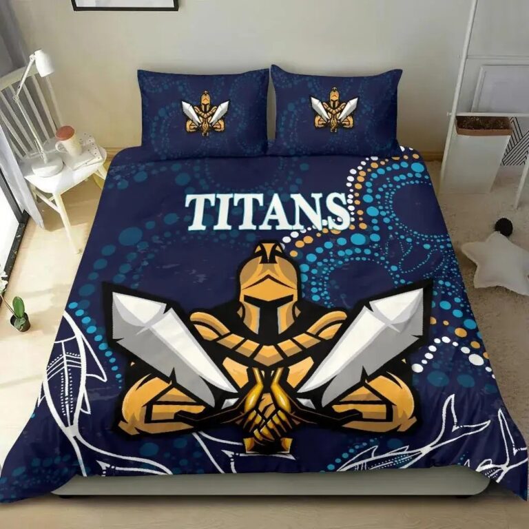 NRL Gold Coast Titans Gladiator Indigenous Bedding Duvet Cover + 1|2 Pillow Cases