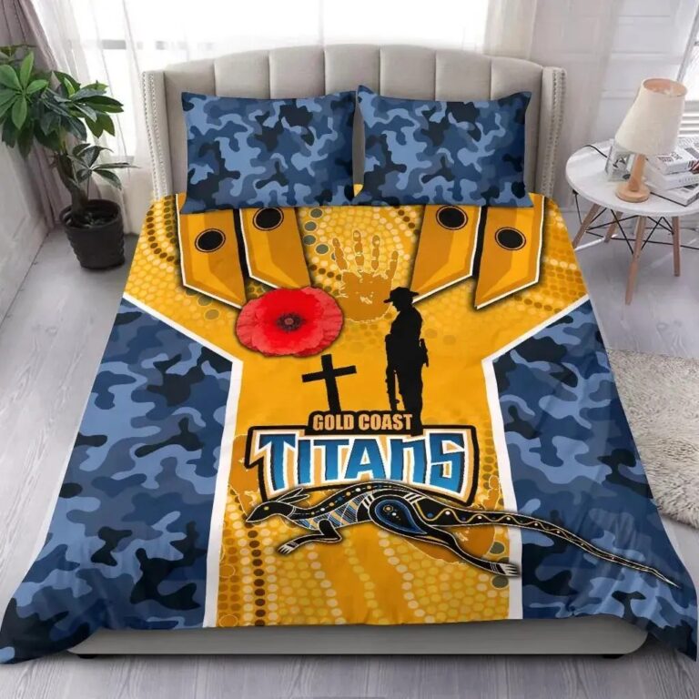 NRL Gold Coast Titans Anzac Day Armor Version Bedding Duvet Cover + 1|2 Pillow Cases