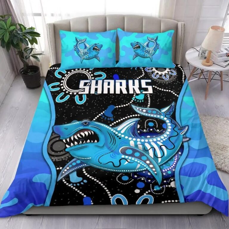 NRL Cronulla Sutherland Sharks - Anzac Day Unique Indigenous Bedding Duvet Cover + 1|2 Pillow Cases