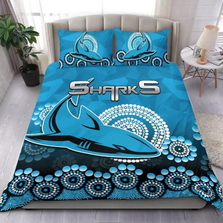 NRL Cronulla Sutherland Sharks - Blue Bedding Duvet Cover + 1|2 Pillow Cases