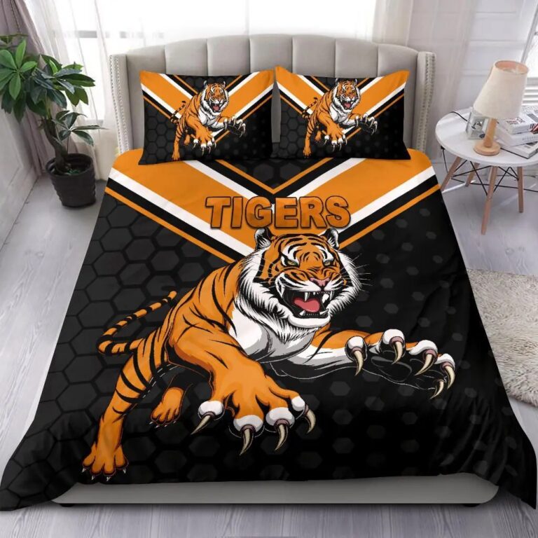 NRL Wests Tigers Black Bedding Duvet Cover + 1|2 Pillow Cases