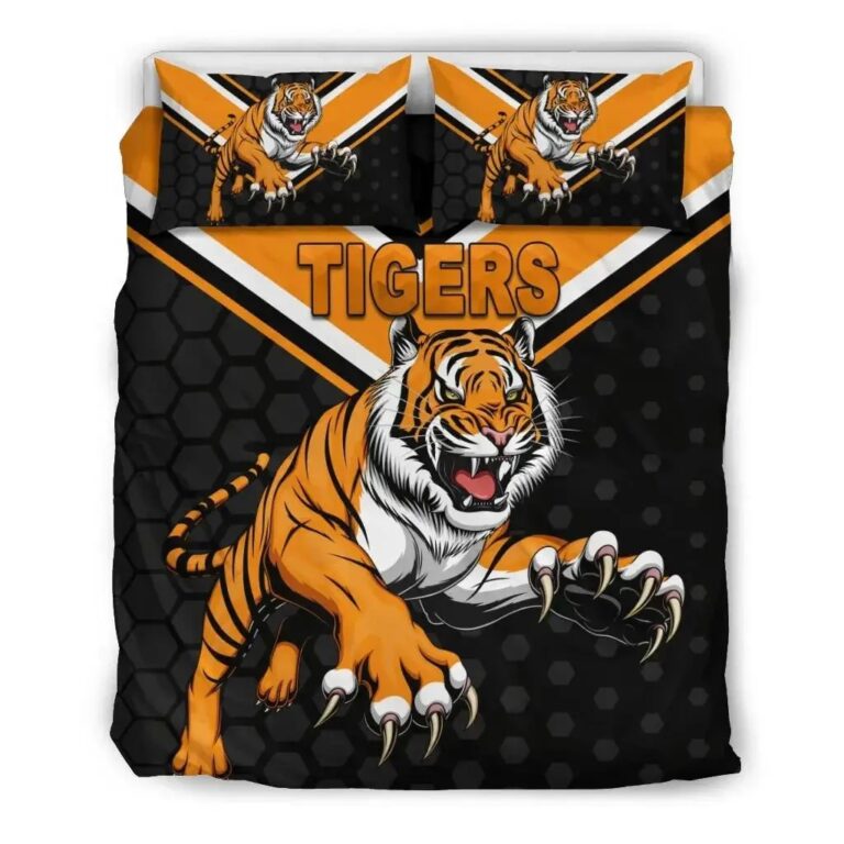 NRL Wests Tigers Black Bedding Duvet Cover + 1|2 Pillow Cases