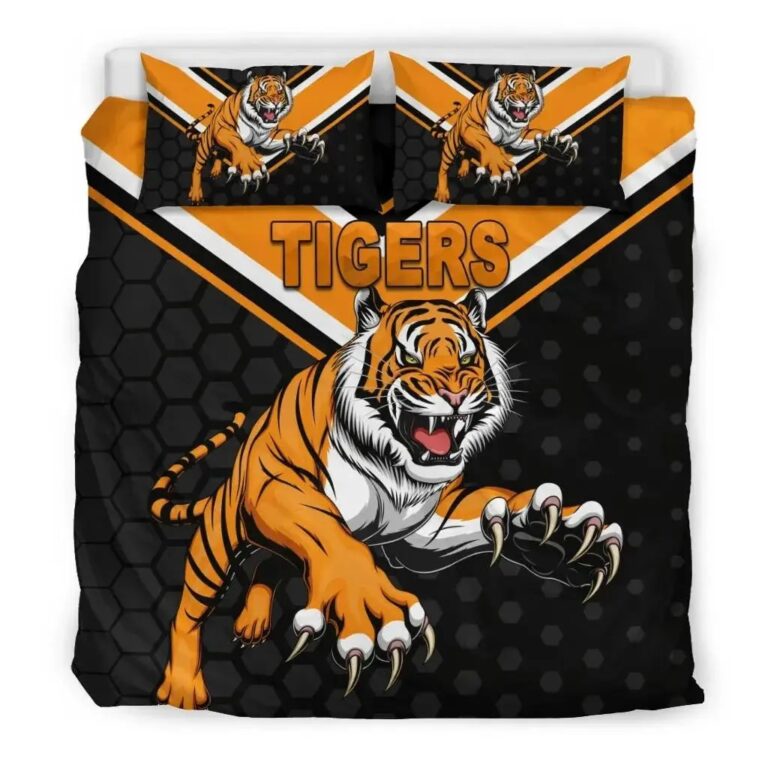 NRL Wests Tigers Black Bedding Duvet Cover + 1|2 Pillow Cases