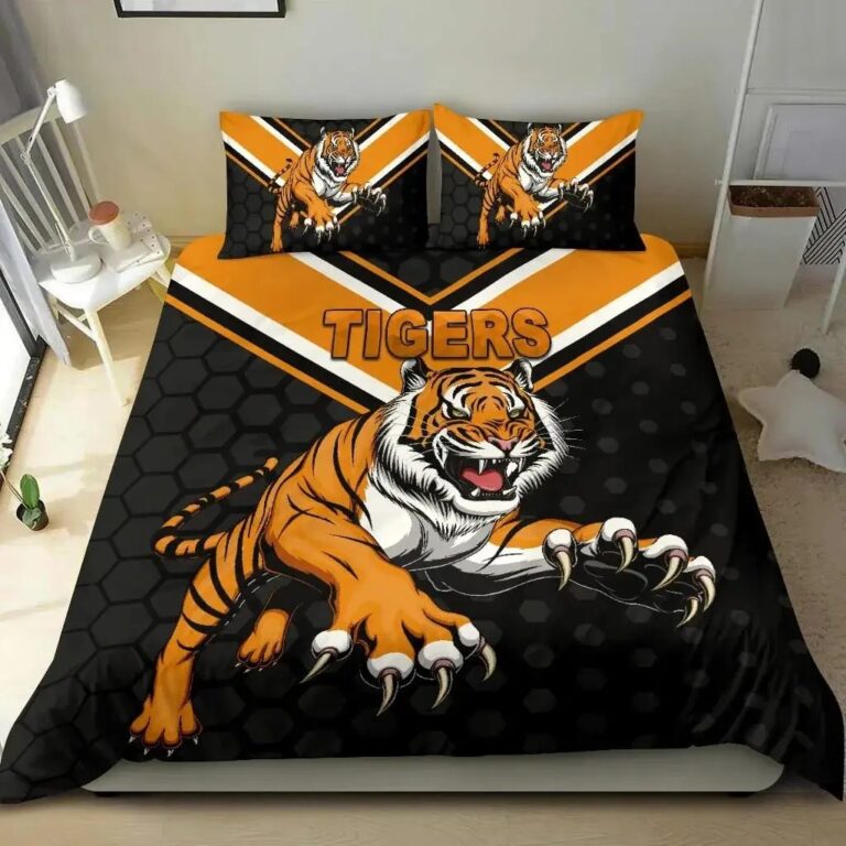 NRL Wests Tigers Black Bedding Duvet Cover + 1|2 Pillow Cases