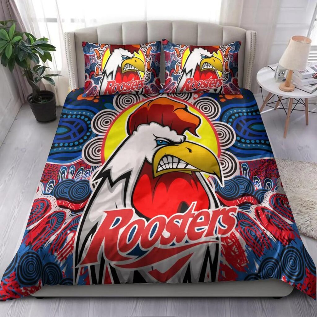 NRL Sydney Roosters Indigenous Rugby Bedding Duvet Cover + 1|2 Pillow Cases