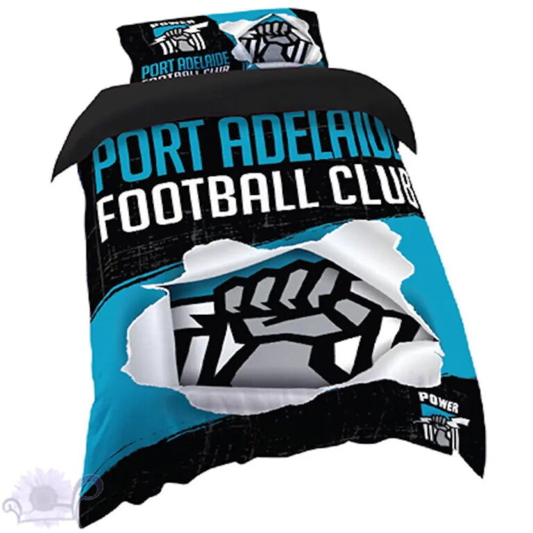 AFL Port Adelaide Power Big Logo Bedding Duvet Cover + 1|2 Pillow Cases