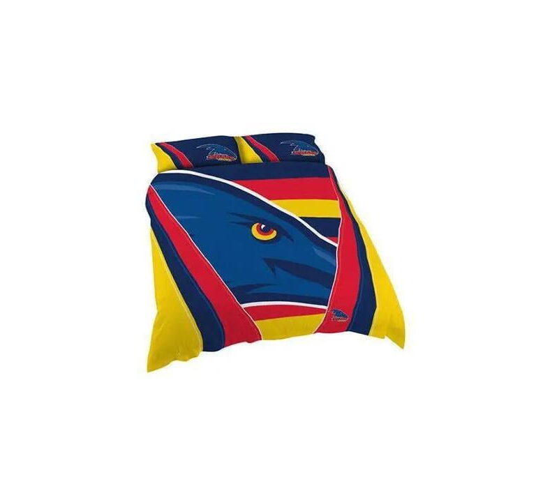 AFL Adelaide Crows Blue Yellow Bedding Duvet Cover + 1|2 Pillow Cases