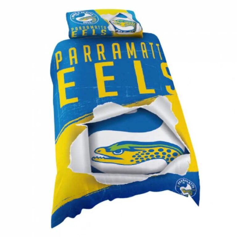 NRL Parramatta Eels Big Logo Bedding Duvet Cover + 1|2 Pillow Cases
