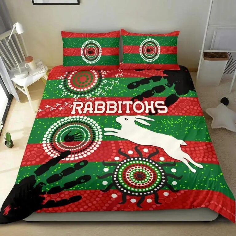 NRL South Sydney Rabbitohs Indigenous Bedding Duvet Cover + 1|2 Pillow Cases