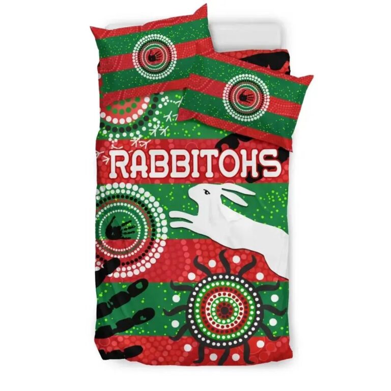 NRL South Sydney Rabbitohs Indigenous Bedding Duvet Cover + 1|2 Pillow Cases