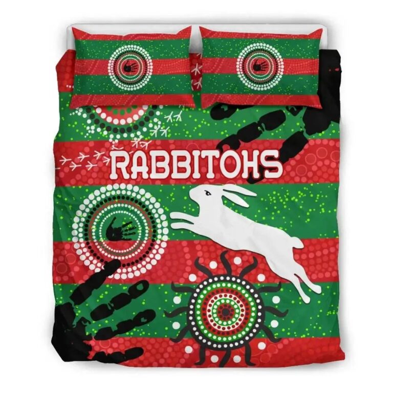 NRL South Sydney Rabbitohs Indigenous Bedding Duvet Cover + 1|2 Pillow Cases