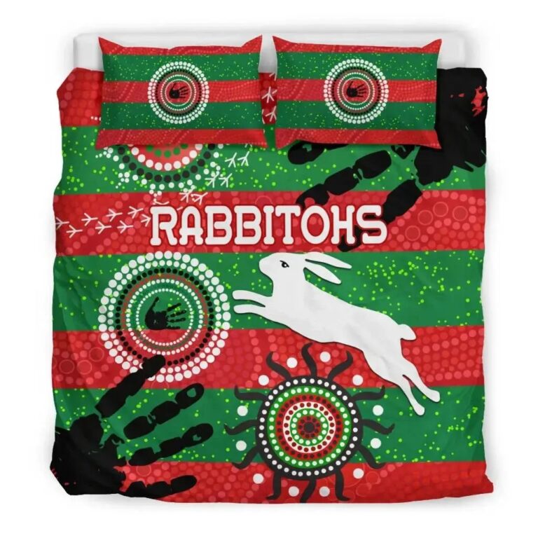 NRL South Sydney Rabbitohs Indigenous Bedding Duvet Cover + 1|2 Pillow Cases