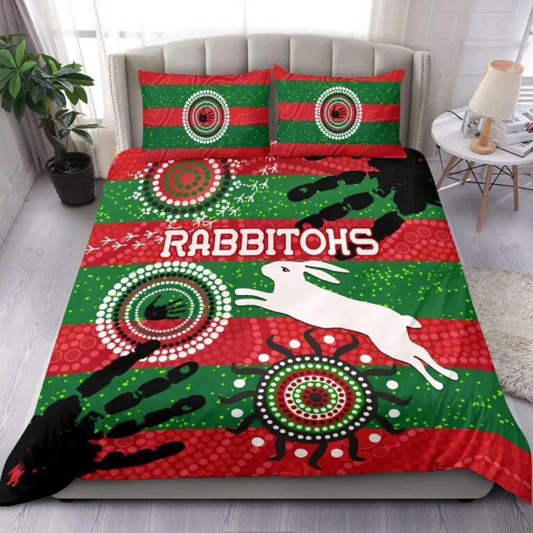 NRL South Sydney Rabbitohs Indigenous Bedding Duvet Cover + 1|2 Pillow Cases