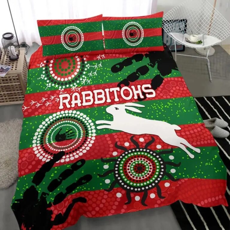 NRL South Sydney Rabbitohs Indigenous Bedding Duvet Cover + 1|2 Pillow Cases