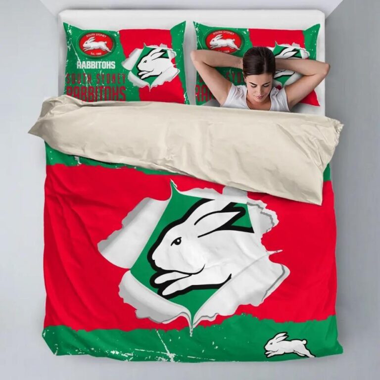 NRL South Sydney Rabbitohs Big Logo Bedding Duvet Cover + 1|2 Pillow Cases