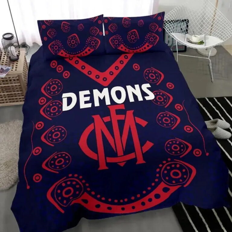 AFL Melbourne Demons Indigenous Bedding Duvet Cover + 1|2 Pillow Cases