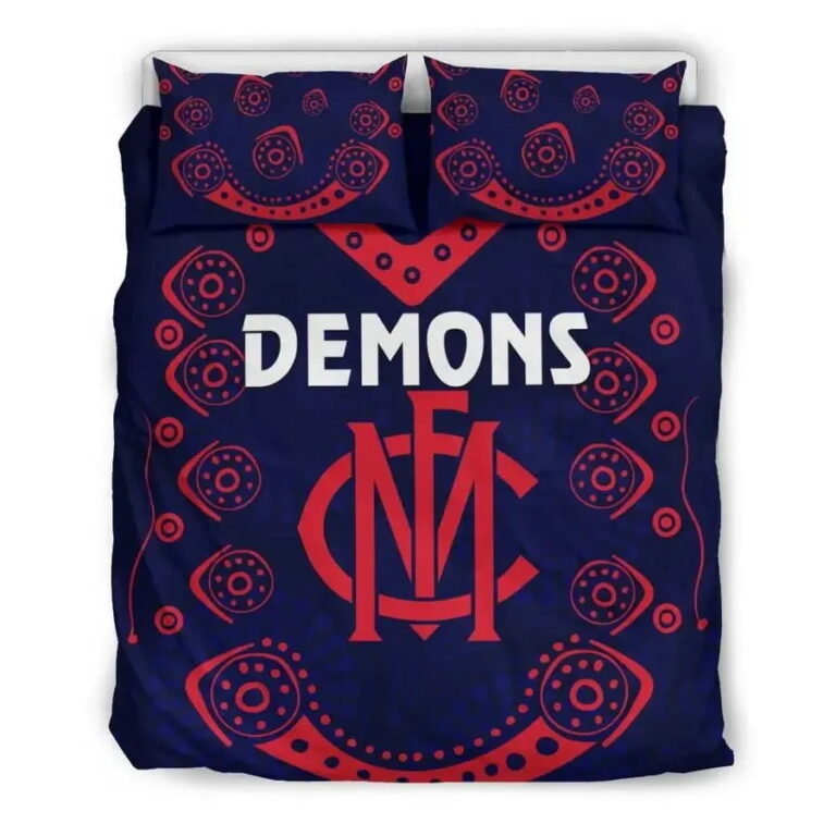 AFL Melbourne Demons Indigenous Bedding Duvet Cover + 1|2 Pillow Cases