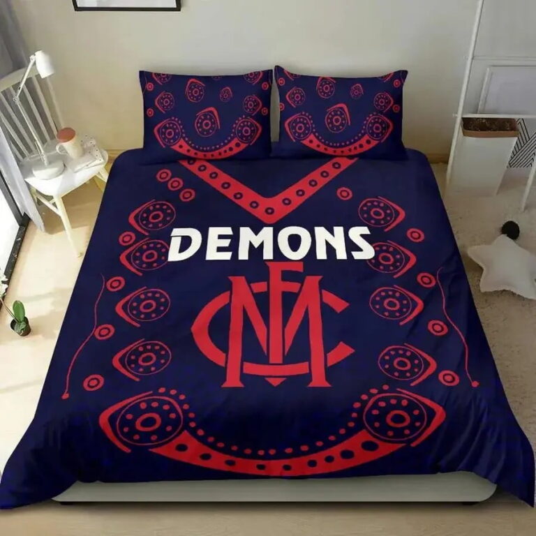 AFL Melbourne Demons Indigenous Bedding Duvet Cover + 1|2 Pillow Cases