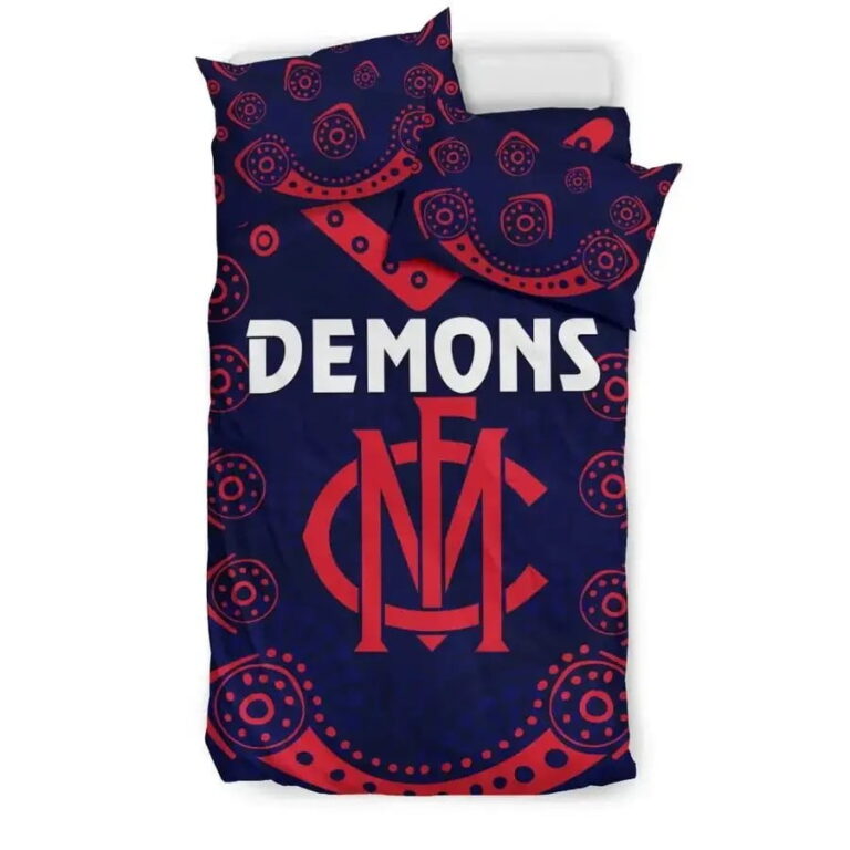 AFL Melbourne Demons Indigenous Bedding Duvet Cover + 1|2 Pillow Cases