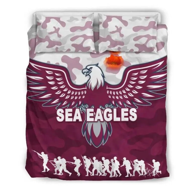 NRL Manly Warringah Sea Eagles ANZAC Day Camouflage Vibes Bedding Duvet Cover + 1|2 Pillow Cases