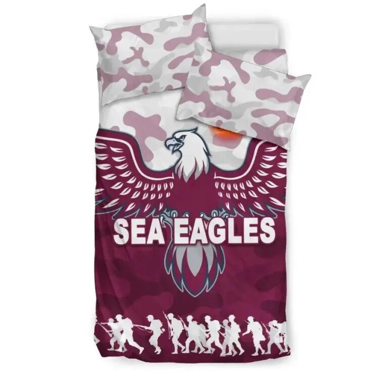 NRL Manly Warringah Sea Eagles ANZAC Day Camouflage Vibes Bedding Duvet Cover + 1|2 Pillow Cases