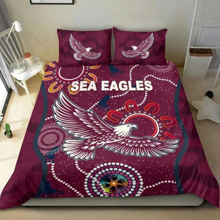 NRL Manly Warringah Sea Eagles ANZAC Day Camouflage Indigenous Bedding Duvet Cover + 1|2 Pillow Cases