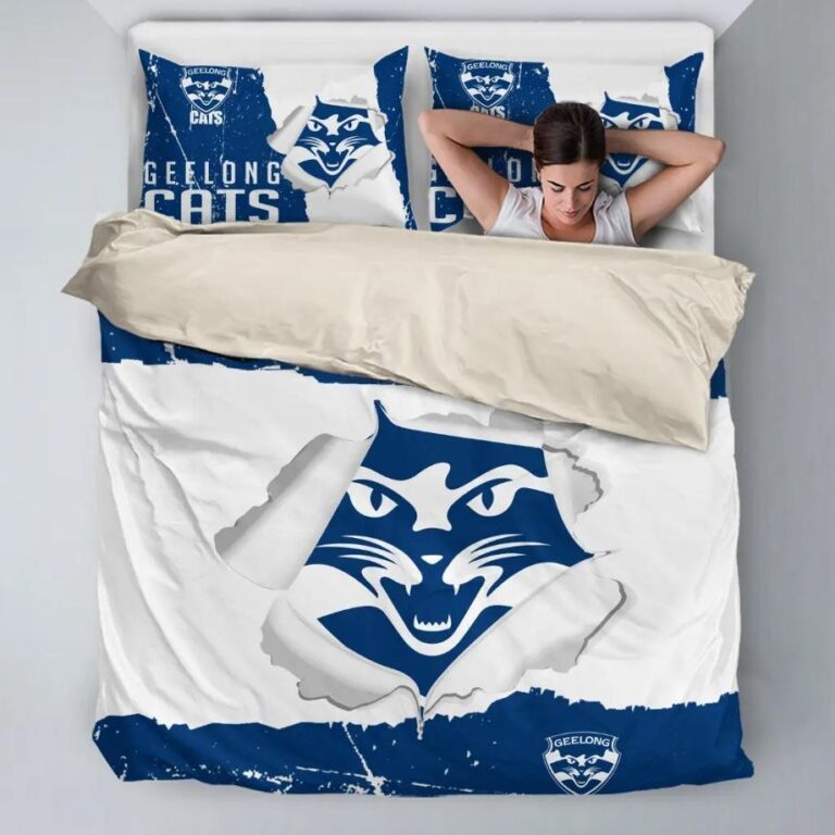 AFL Geelong Cats Big Logo Bedding Duvet Cover + 1|2 Pillow Cases