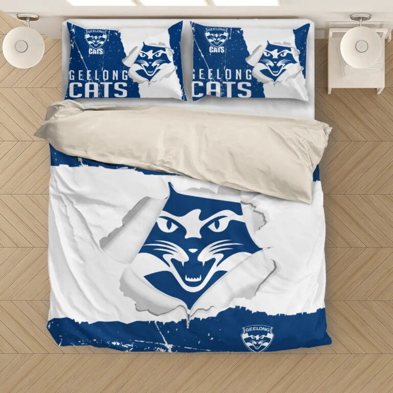 AFL Geelong Cats Big Logo Bedding Duvet Cover + 1|2 Pillow Cases