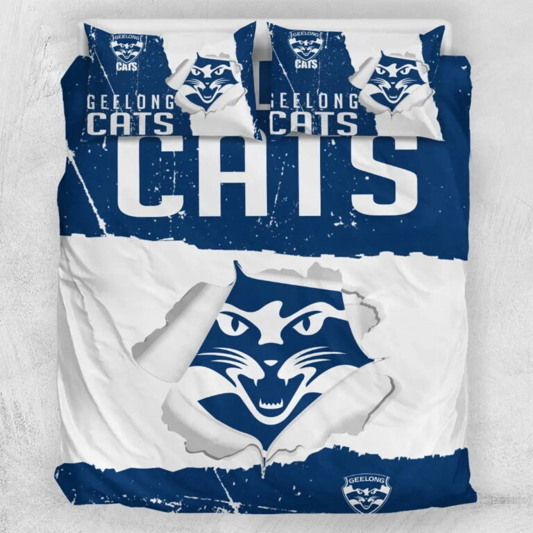 AFL Geelong Cats Big Logo Bedding Duvet Cover + 1|2 Pillow Cases