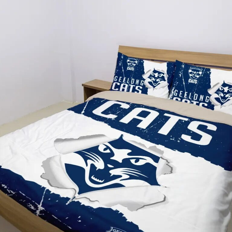 AFL Geelong Cats Big Logo Bedding Duvet Cover + 1|2 Pillow Cases