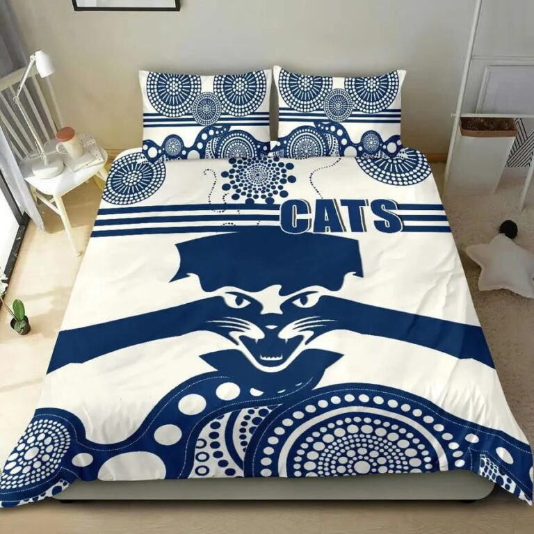 AFL Geelong Cats Indigenous Bedding Duvet Cover + 1|2 Pillow Cases