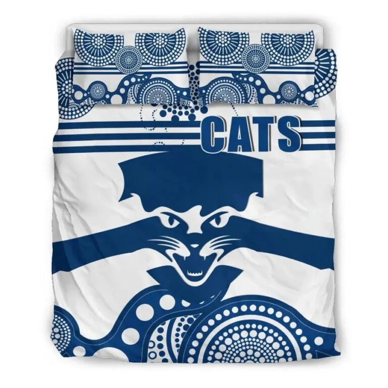 AFL Geelong Cats Indigenous Bedding Duvet Cover + 1|2 Pillow Cases