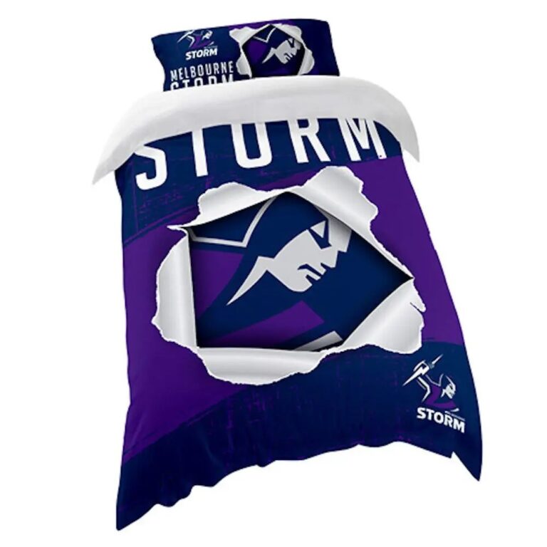 NRL Melbourne Storm Big Logo Bedding Duvet Cover + 1|2 Pillow Cases