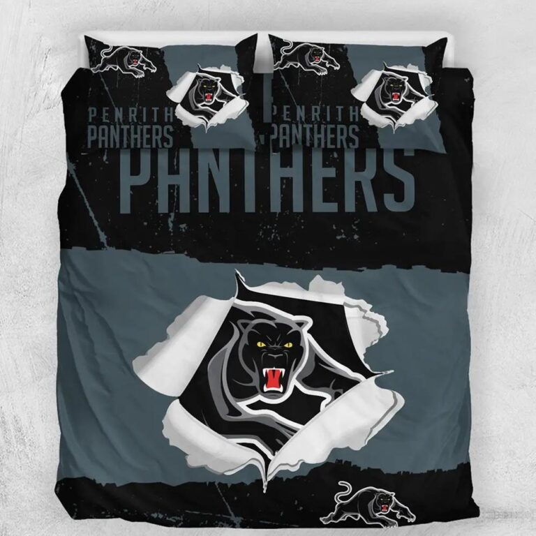 NRL Penrith Panthers Big Logo Bedding Duvet Cover + 1|2 Pillow Cases