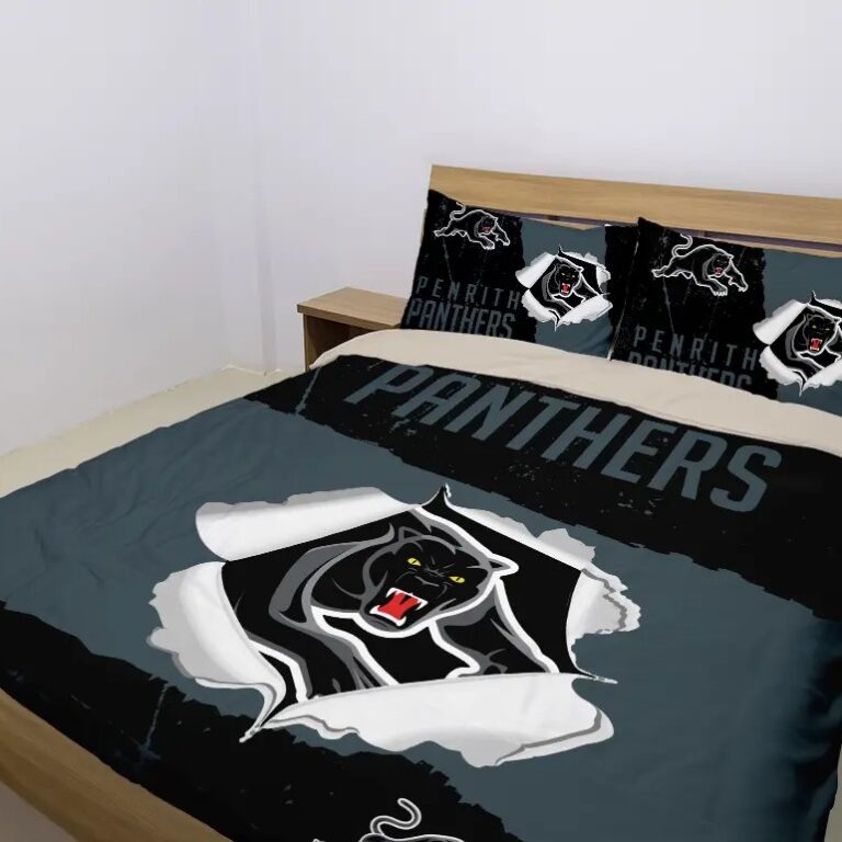 NRL Penrith Panthers Big Logo Bedding Duvet Cover + 1|2 Pillow Cases