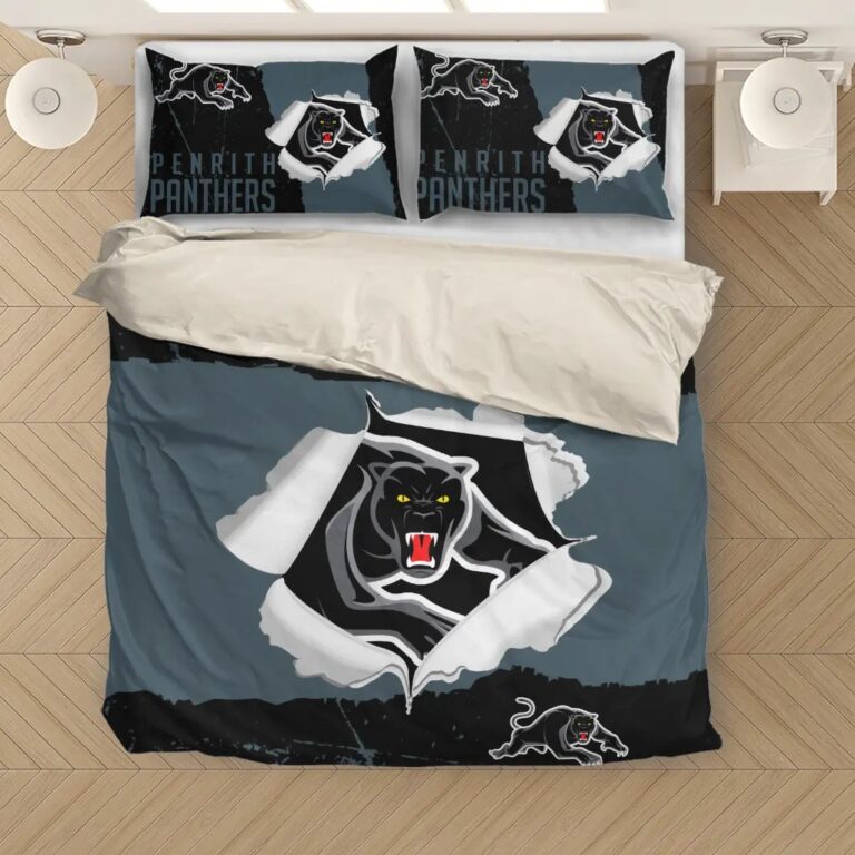NRL Penrith Panthers Big Logo Bedding Duvet Cover + 1|2 Pillow Cases