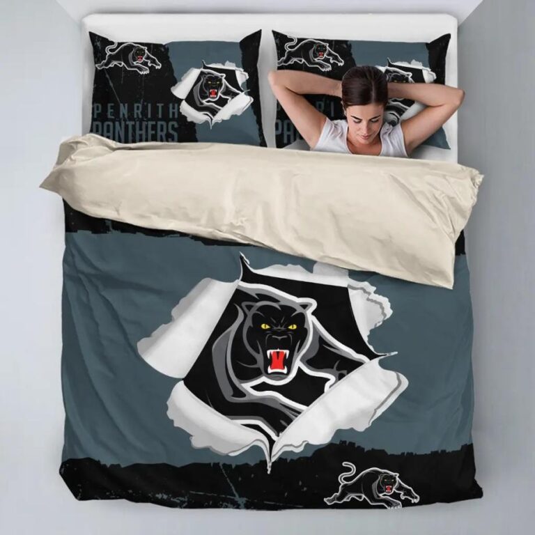 NRL Penrith Panthers Big Logo Bedding Duvet Cover + 1|2 Pillow Cases