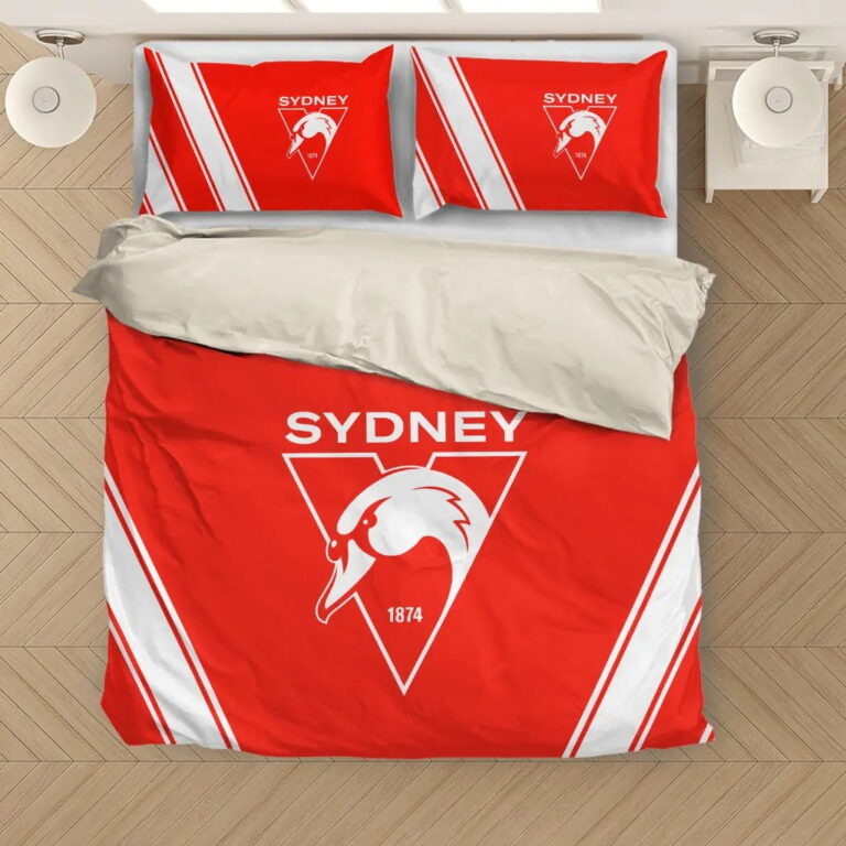 AFL Sydney Swans Bedding Duvet Cover + 1|2 Pillow Cases
