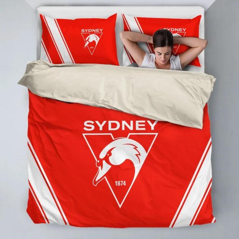 AFL Sydney Swans Bedding Duvet Cover + 1|2 Pillow Cases