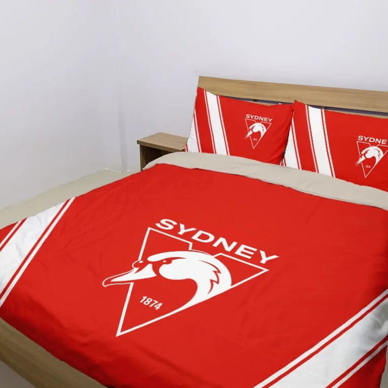 AFL Sydney Swans Bedding Duvet Cover + 1|2 Pillow Cases