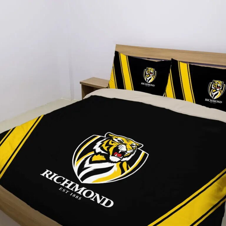 AFL Richmond Tigers Bedding Duvet Cover + 1|2 Pillow Cases