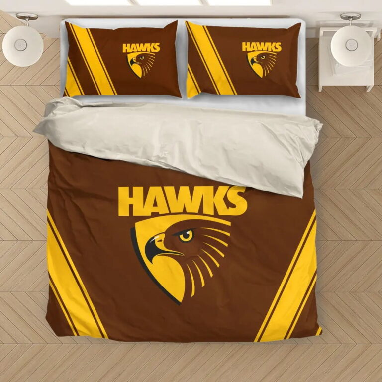 AFL Hawthorn Hawks Bedding Duvet Cover + 1|2 Pillow Cases