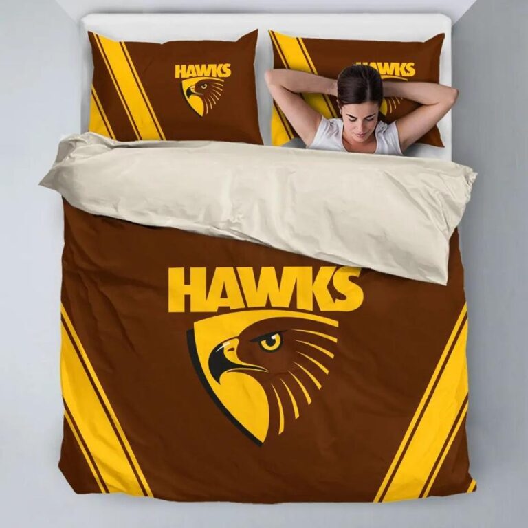AFL Hawthorn Hawks Bedding Duvet Cover + 1|2 Pillow Cases