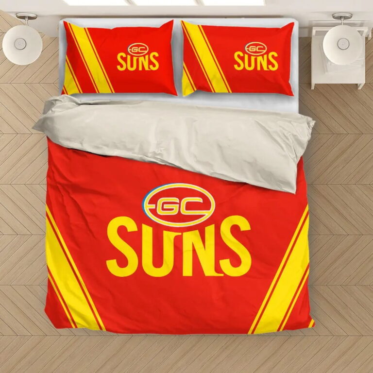 AFL Gold Coast Suns Bedding Duvet Cover + 1|2 Pillow Cases
