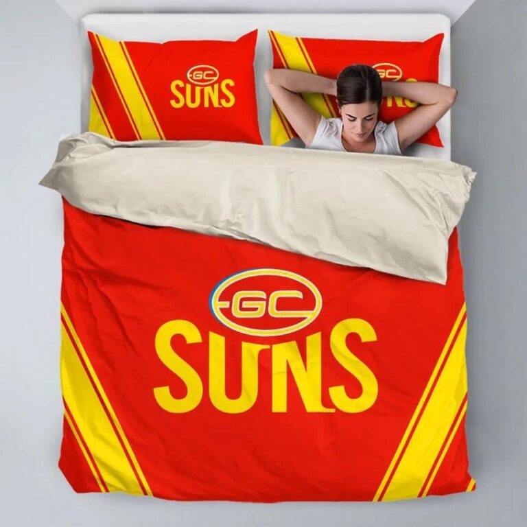 AFL Gold Coast Suns Bedding Duvet Cover + 1|2 Pillow Cases