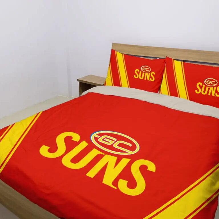 AFL Gold Coast Suns Bedding Duvet Cover + 1|2 Pillow Cases