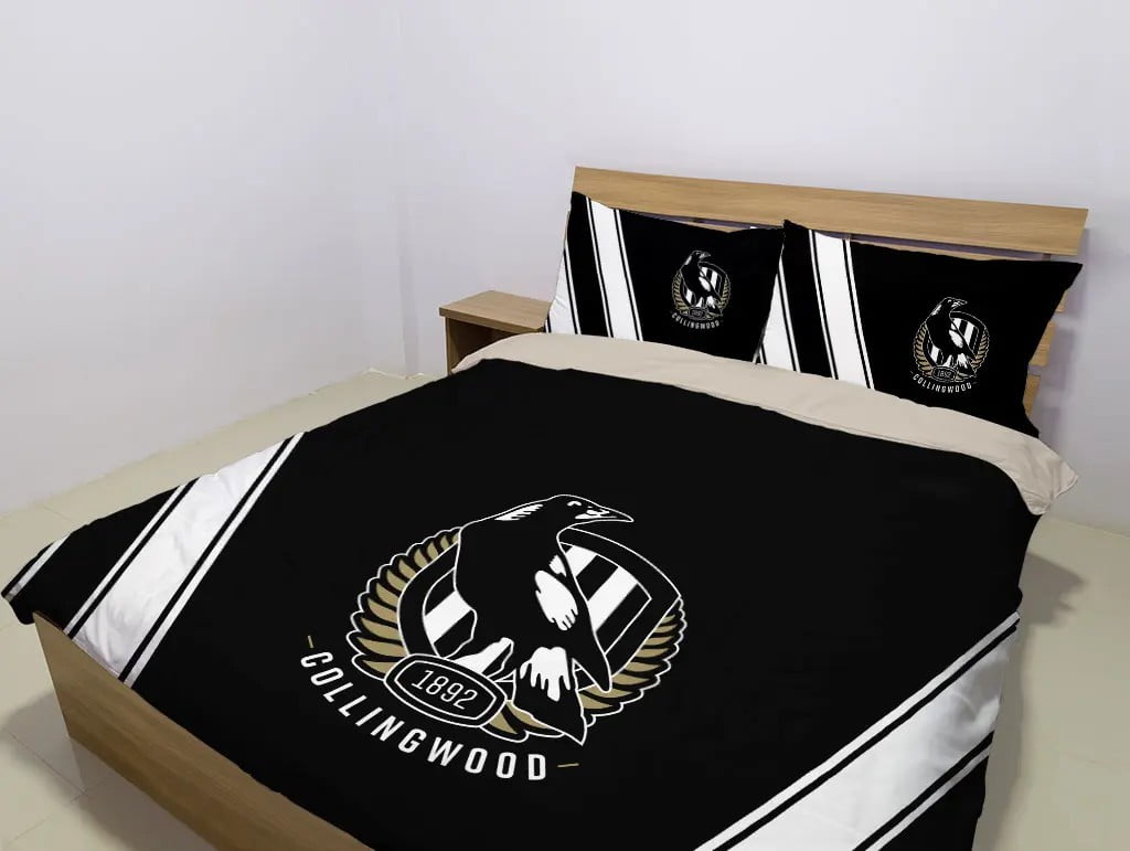 AFL Collingwood Magpies Bedding Duvet Cover + 1|2 Pillow Cases